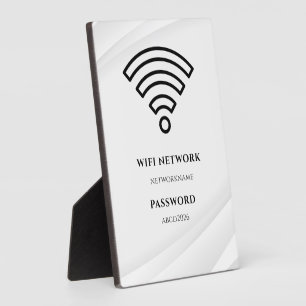 WLAN-Netzwerk und Passwort Schwarzes Schild Fotoplatte