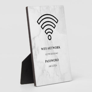 WLAN-Netzwerk und Passwort Schwarzes Schild Fotoplatte