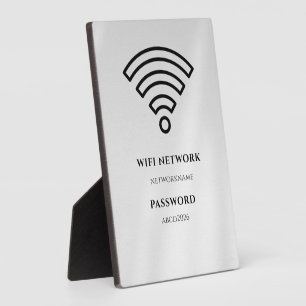 WLAN-Netzwerk und Passwort Schwarzes Schild Fotoplatte
