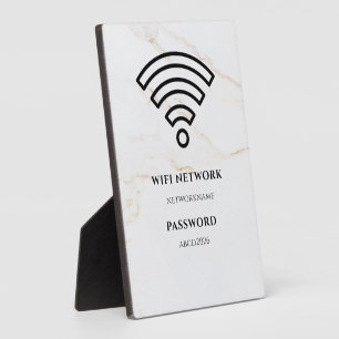 WLAN-Netzwerk und Passwort Schwarzes Schild Fotoplatte