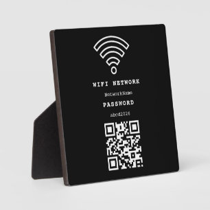 WLAN-Netzwerk und Passwort Schwarzes Schild Fotoplatte