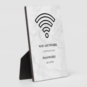 WLAN-Netzwerk und Passwort Schwarzes Schild Fotoplatte