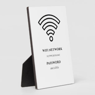 WLAN-Netzwerk und Passwort Schwarzes Schild Fotoplatte