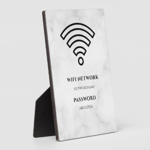 WLAN-Netzwerk und Passwort Schwarzes Schild Fotoplatte