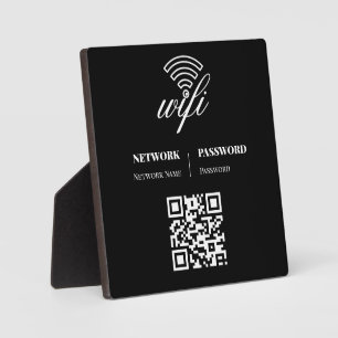 WLAN-Netzwerk und Passwort Schwarzes Schild Fotoplatte