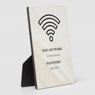 WLAN-Netzwerk und Passwort Schwarzes Schild Fotoplatte