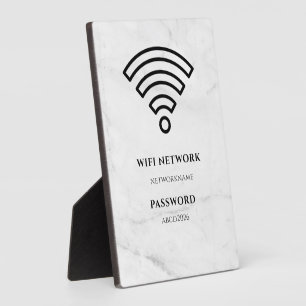 WLAN-Netzwerk und Passwort Schwarzes Schild Fotoplatte