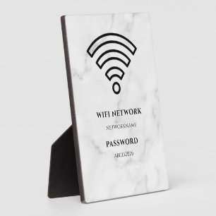 WLAN-Netzwerk und Passwort Schwarzes Schild Fotoplatte