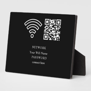 WLAN-Netzwerk und Passwort Schwarzes Schild Fotoplatte