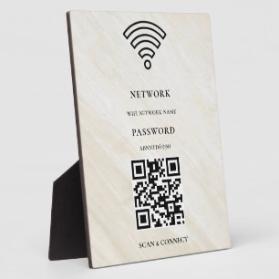 WLAN-Netzwerk und Passwort Weiße Plakette Fotoplatte