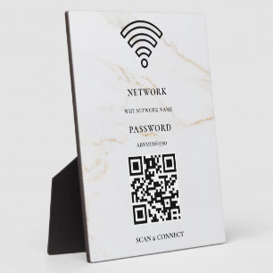 WLAN-Netzwerk und Passwort Weiße Plakette Fotoplatte
