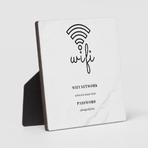 WLAN-Netzwerk und Passwort Weiße Plakette Fotoplatte
