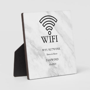 WLAN-Netzwerk und Passwort Weiße Plakette Fotoplatte