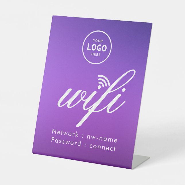 WLAN-Passwort-Code Geschäft Logo Blau  Sockelschild (Vorderseite)