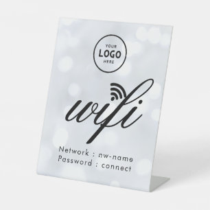 WLAN-Passwort-Code Geschäft Logo Blau  Sockelschild