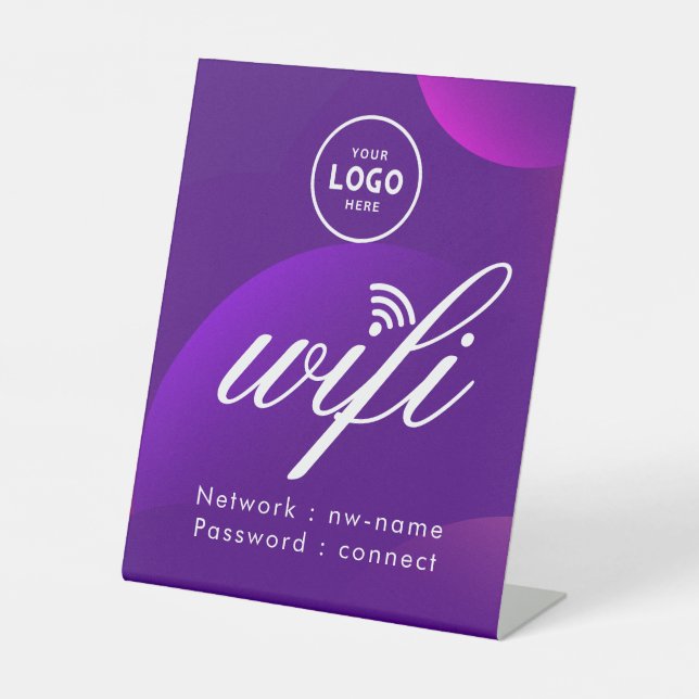 WLAN-Passwort-Code-Geschäftslogo Blau  Sockelschild (Vorderseite)