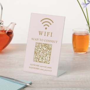WLAN-Passwort & Firmenlogo und QR-Code des Netzwer Sockelschild