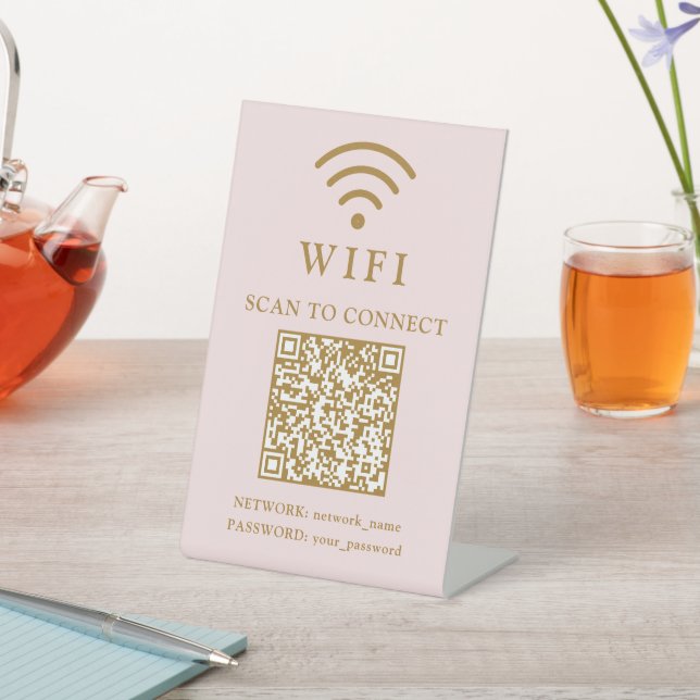 WLAN-Passwort & Firmenlogo und QR-Code des Netzwer Sockelschild (In SItu)
