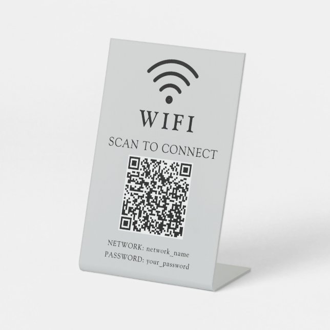 WLAN-Passwort & Firmenlogo und QR-Code Sockelschild (Vorderseite)