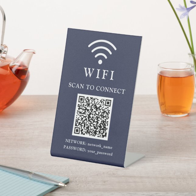 WLAN-Passwort & Firmenlogo und QR-Code Sockelschild (In SItu)