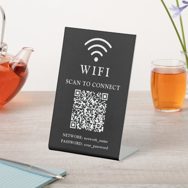 WLAN-Passwort & Firmenlogo und QR-Code Sockelschild (In SItu)