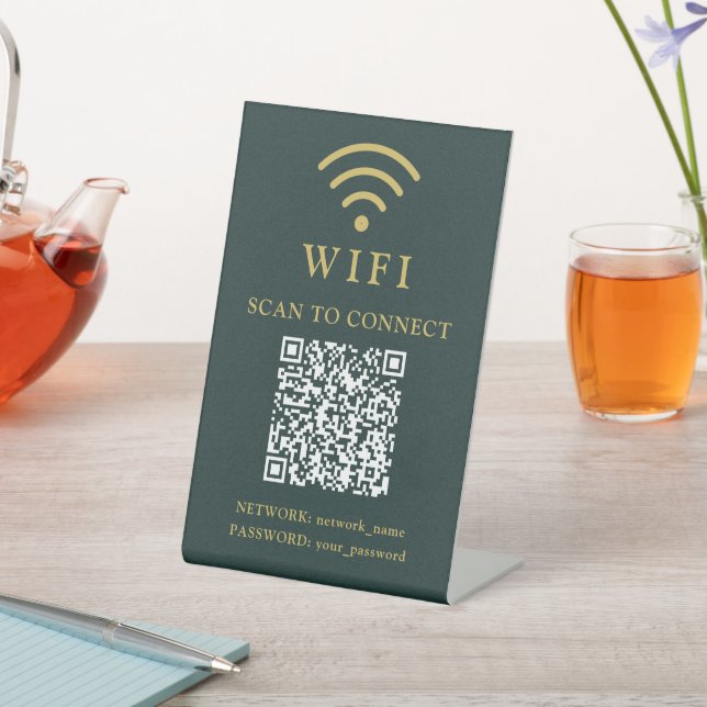 WLAN-Passwort & Firmenlogo und QR-Code Sockelschild (In SItu)