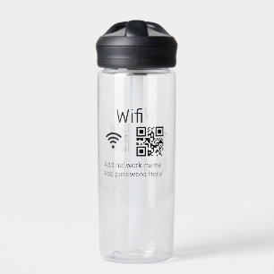 WLAN-Passwort Schild QR-Code hier Details hier Trinkflasche