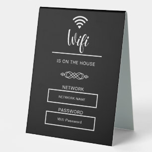 WLAN-Passwort Schwarz-Weiß für Zuhause Tischaufsteller