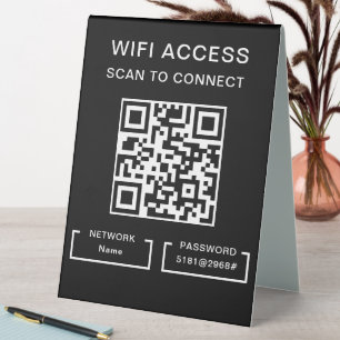 WLAN-Passwort und Netzwerk-personalisierter QR-Cod Tischaufsteller