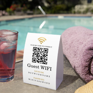 WLAN-Passwort und personalisierter Netzwerk-QR-Cod Tischaufsteller
