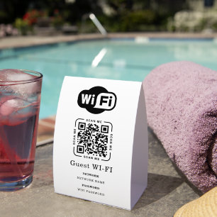 WLAN-Passwort und personalisierter QR-Code für das Tischaufsteller