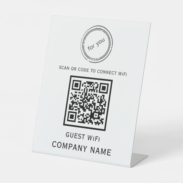 WLAN QR-Codekennwort und Netzwerkname weiß Sockelschild (Vorderseite)