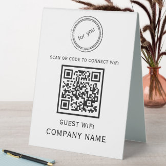 WLAN QR-Codekennwort und Netzwerkname weiß Tischaufsteller