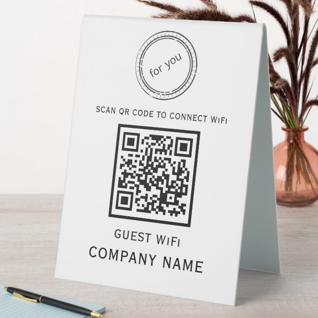 WLAN QR-Codekennwort und Netzwerkname weiß Tischaufsteller (In Situ (Tisch))