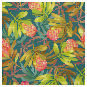 Wlid Blume Protea Aquamarin Fabric Stoff