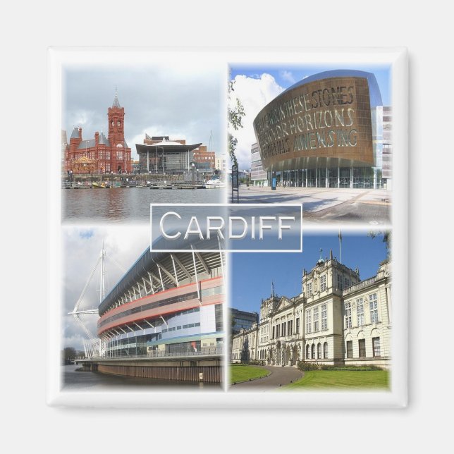 WLS003 CARDIFF, Wales, Kühlschrank Magnet (Vorne)
