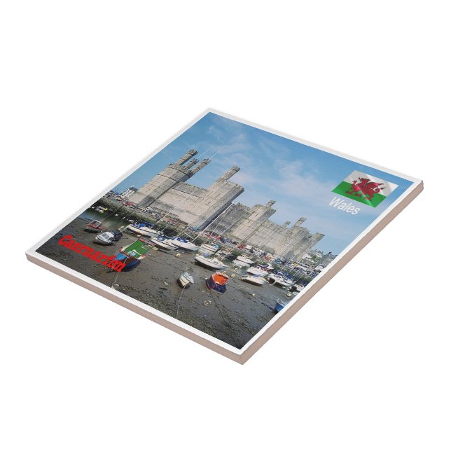 WLS018 CAERNARFON CASTLE, Wales, Europa, Fliese (Seite)
