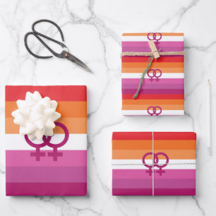 WLW Lesben-Stolz-Flagge (Sonnenuntergang) Geschenkpapier Set