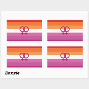 WLW Lesben-Stolz-Flagge (Sonnenuntergang) Rechteckiger Aufkleber