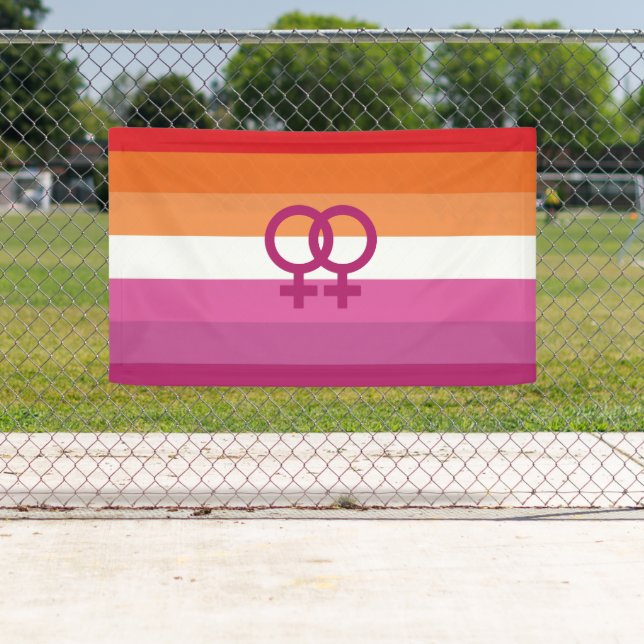 WLW Lesbische Stolperflagge (Sunset) Banner (Insitu)