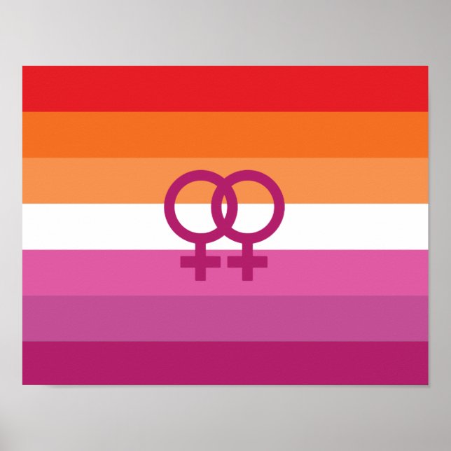 WLW Lesbische Stolperflagge (Sunset) Poster (Vorne)