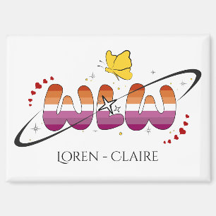 WLW Sonnenuntergang Lesbenflagge Schmetterling Mag Magnet