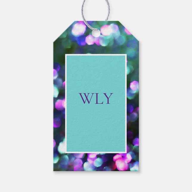 "WLY" Aqua Confetti Geschenkmarke Geschenkanhänger (Vorderseite)