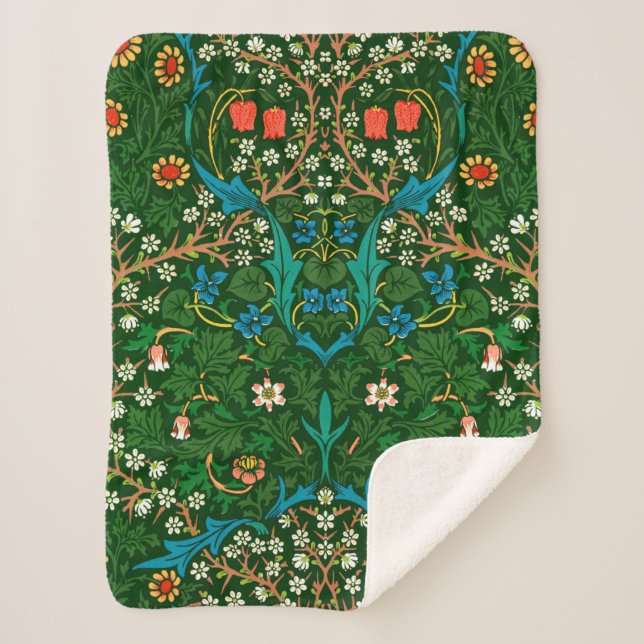 WM Morris Blackthorn Art Nouveau Pattern Sherpadecke (Vorderseite)