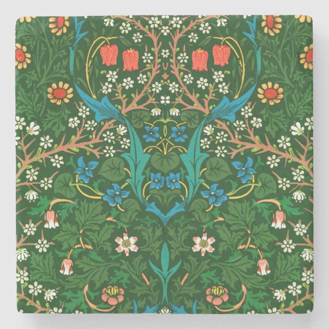 WM Morris Blackthorn Art Nouveau Pattern Steinuntersetzer (Vorderseite)