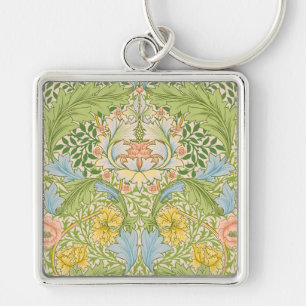 Wm Morris Myrtle Floral Art Nouveau Pastell Schlüsselanhänger