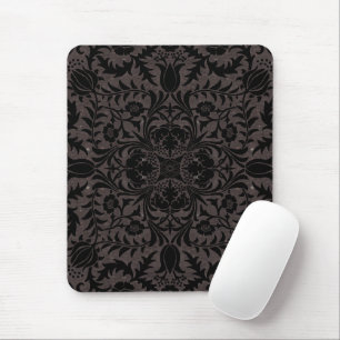 Wm Morris nahtloses Weinrankenmuster in Schwarz un Mousepad