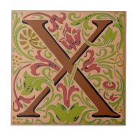 Wm Morris Verziert Initial "X" Letter Keramik Tile