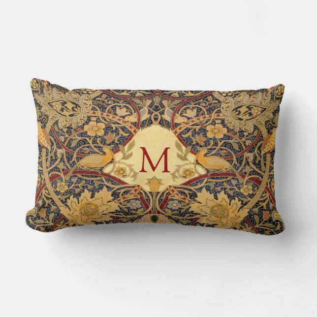 WM vor Raphaelit. Morris CUSTOMIZABLE MONOGRAMM Lendenkissen (Vorderseite)