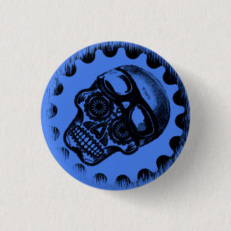 W'nR'n blauer Zuckerschädelknopf Button
